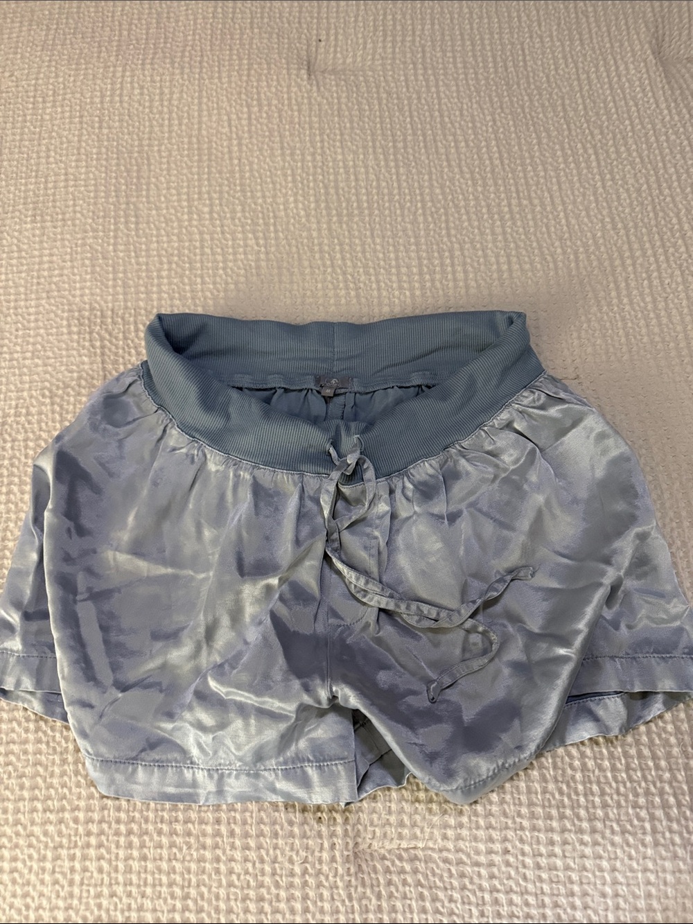 Harlow Light Blue Satin PJ  Lounge Shorts